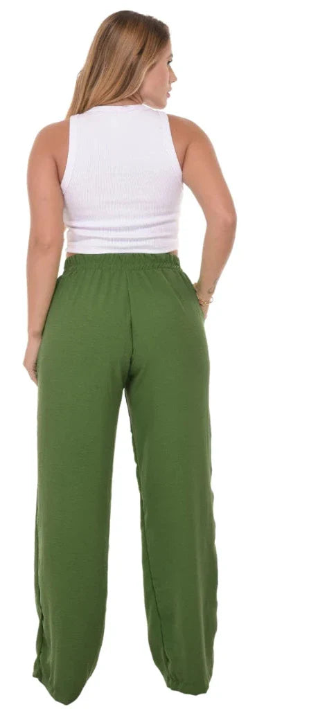 Calça Pantalona Feminina Cintura Alta